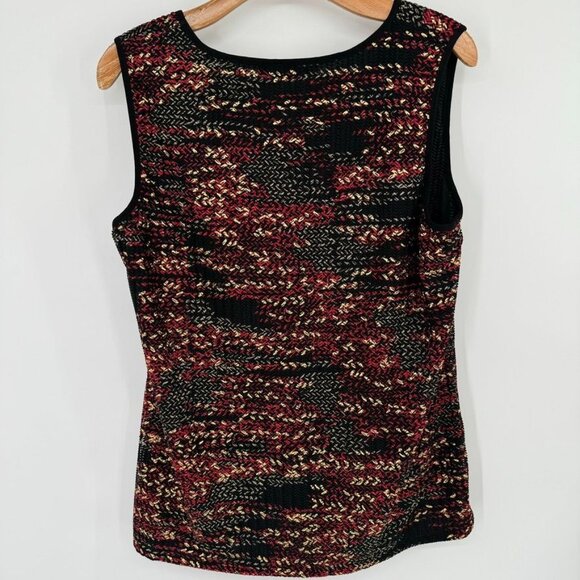 Kasper Womens Sleeveless red gold metallic Knit Top Size Large textured - Picture 10 of 12